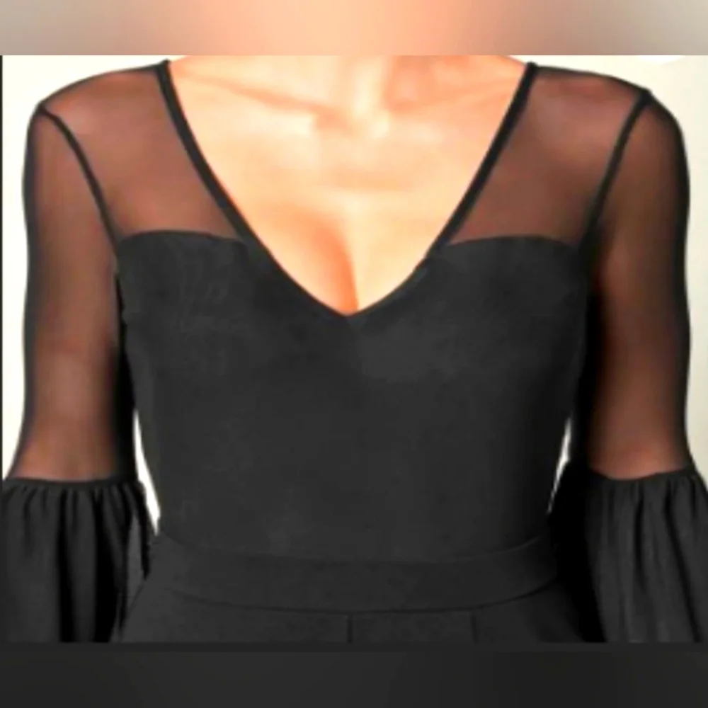 VENUS Black Sheer Sleeve Jumpsuit - Picture 4 of 6